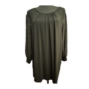 Daniel Rainn Blouse 2X Womens Black Top Sheer Sleeves Minimalist Career Dressy